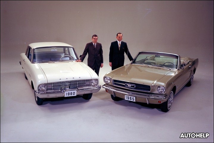 1960, Форд Фалкон, тухай үедээ энэхүү жижиг автомашины борлуулалт маш сайн байсан. 1965 Мустанг, Мөн л бэст сэллэр болж байсан загвар 